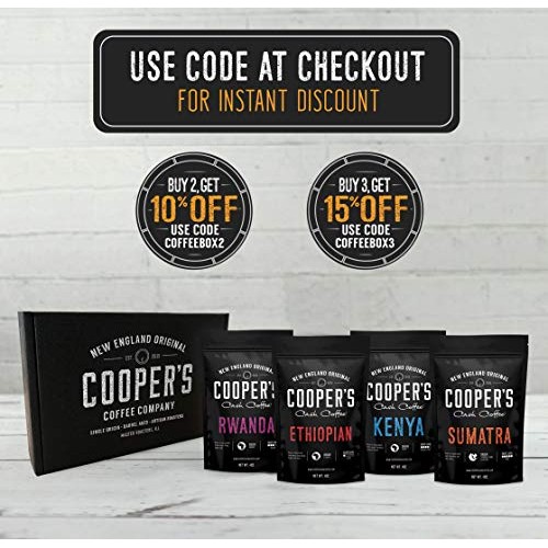 Gourmet Coffee Sampler Gift Box Set | Ground Coffee 4 Bags | 1Lb