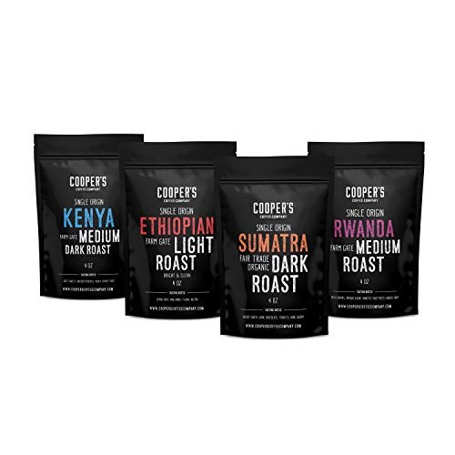 Gourmet Coffee Sampler Gift Box Set | Ground Coffee 4 Bags | 1Lb