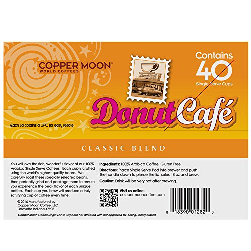 Copper Moon Single Cups For Keurig K-Cup Brewers, Donut Café, 40