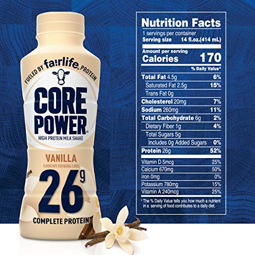 Core Power Fairlife Core Power High Protein Milk Shake, Vanilla,