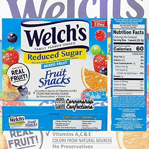 Welchs Reduced Sugar Mixed Fruit Fruit Snacks 32 Pouch Bulk Pac...