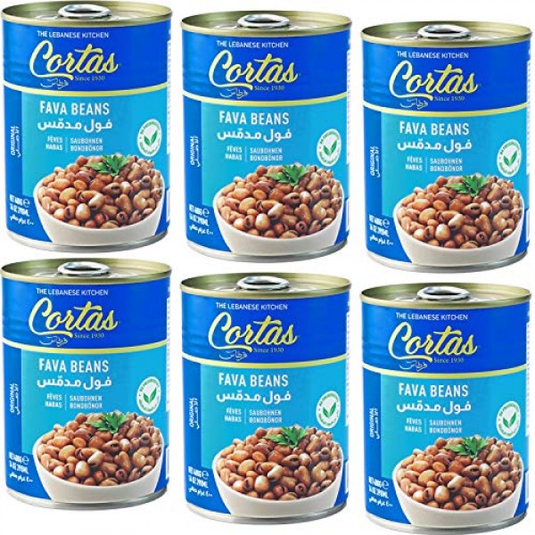 Cortas - Fava Beans 14oz 6 PACK, RTE Cooked Foul Medammas Ori...
