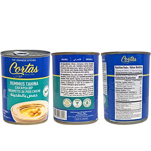 Cortas Hummus Tahini Chick Peas Dip, Ready To Serve, Pack Of 6,