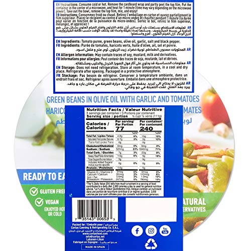Cortas - Plant Based Ready To Eat Meals 4 Pack, Green Beans W