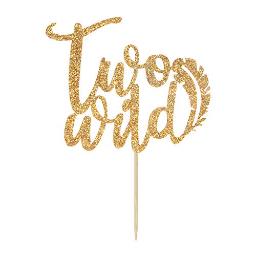 Two Wild Cake Topper, Glitter Mix Gold Cake Sign For Happy 2Nd B