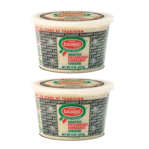 LOCATELLI Grated Pecorino Romano | 2 PACK - 8 oz Cups EACH | Imp...