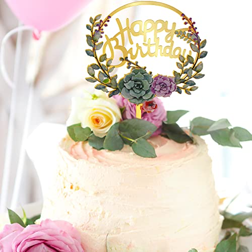 Coume 30 Pcs Happy Birthday Cake Toppers Flower Acrylic Birthday...