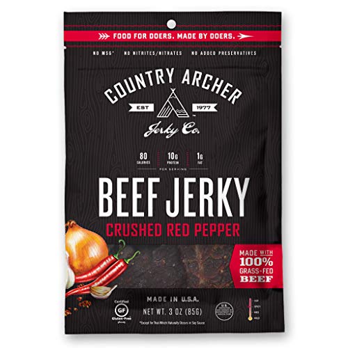 Crushed Red Pepper Beef Jerky By Country Archer, 100% Grass-Fed,