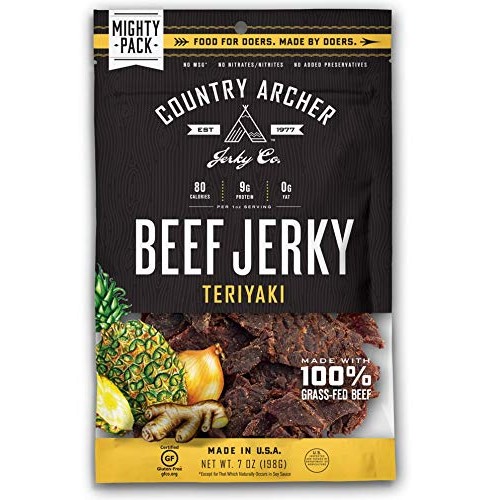 Teriyaki Beef Jerky By Country Archer, 100% Grass-Fed, Gluten Fr