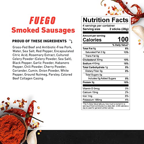 Zero Sugar Smoked Sausages by Country Archer, 100% Grass Fed & F...