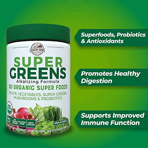 Country Farms Super Green Drink Mix, Natural, 10.6 Ounce Packag