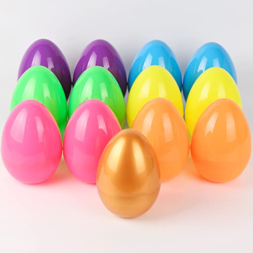 CoziPlan Fillable Easter Eggs, 13 Giant 6 Colorful Bright Plast...