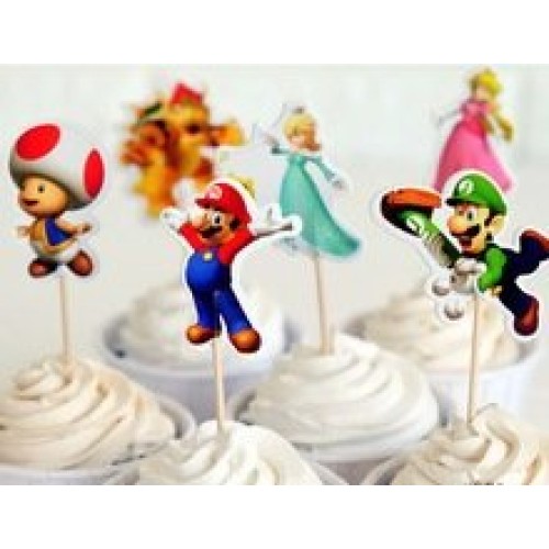 Super Mario Cupcake Toppers Birthday Party Supplies Favors Pack