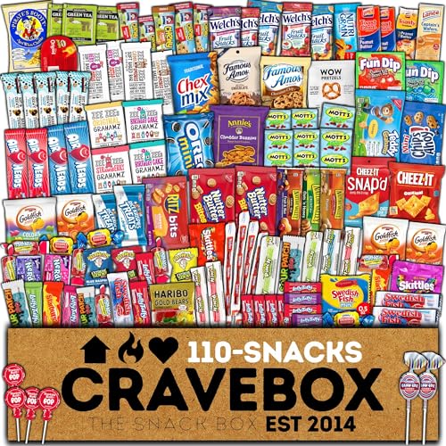CRAVEBOX Snack Box 110 Count Valentines Variety Pack Care Pack...