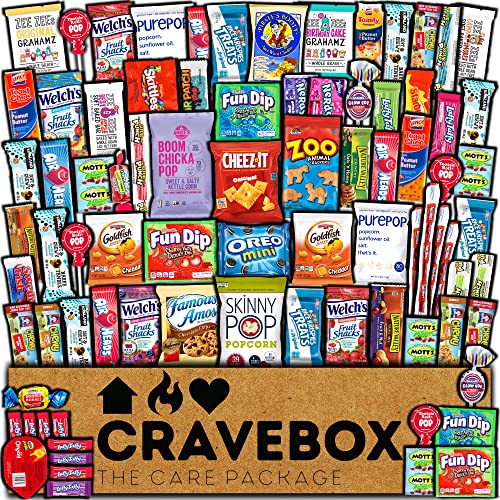 CRAVEBOX Snack Box Variety Pack Care Package 80 Count Treats G...