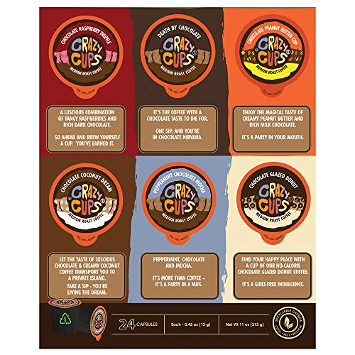 Crazy Cups Chocolate Lovers Coffee Pods Variety Pack, Chocolate