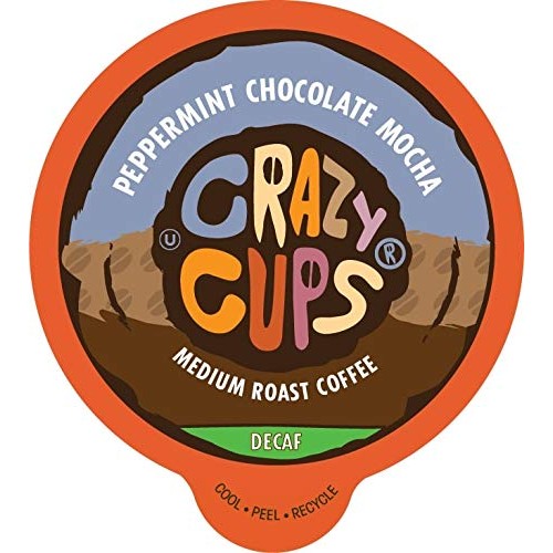 Crazy Cups Decaf Flavored Coffee Pods, Peppermint Chocolate Moch