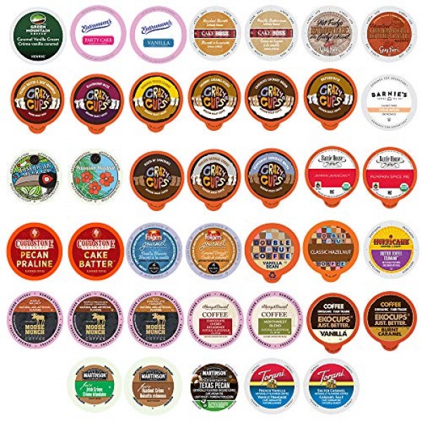 Crazy Cups Flavored Coffee Pod Variety Pack - 40 Unique Flavors ...