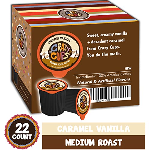 Crazy Cups Flavored Coffee Pods, Caramel Vanilla, Single Serve F