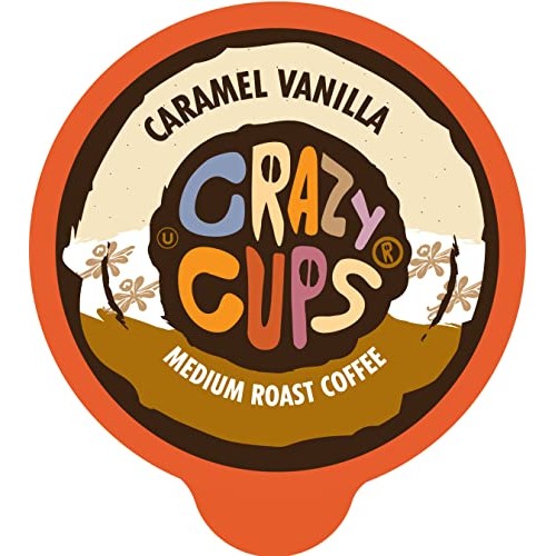Crazy Cups Flavored Coffee Pods, Caramel Vanilla, Single Serve F