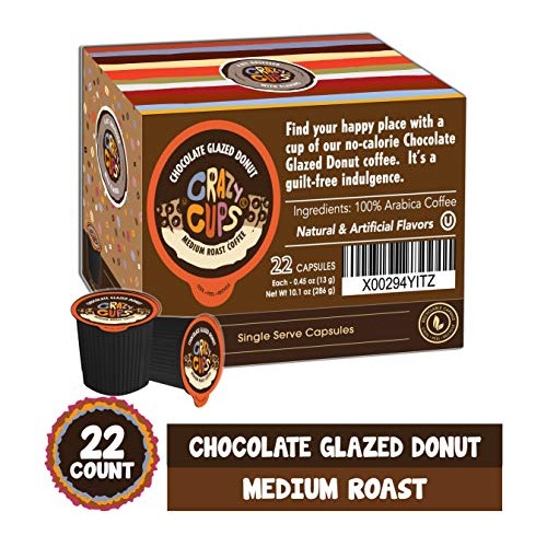 Crazy Cups Flavored Coffee Pods, Chocolate Glazed Donut, Flavore
