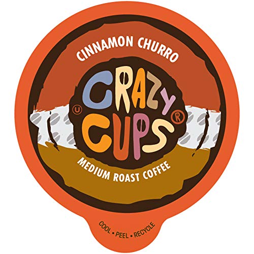 Crazy Cups Flavored Coffee Pods, Cinnamon Churro, Cinnamon Coffe