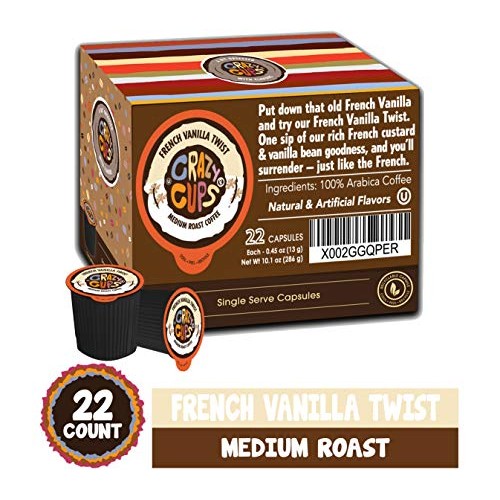 Crazy Cups Flavored Coffee Pods, French Vanilla Twist, French Va