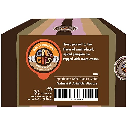 Crazy Cups Flavored Coffee Pods, Vanilla Pumpkin Spice Coffee, R