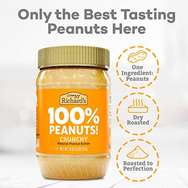 100% All-Natural Crunchy Peanut Butter, Sugar-Free Peanut Butter...