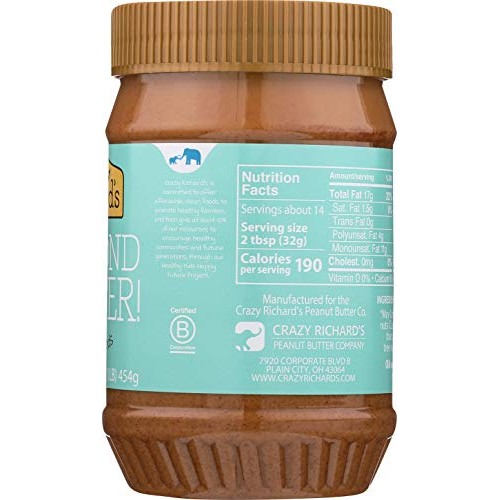Crazy Richards All Natural Almond Butter 16 Oz Jar Almond Butt