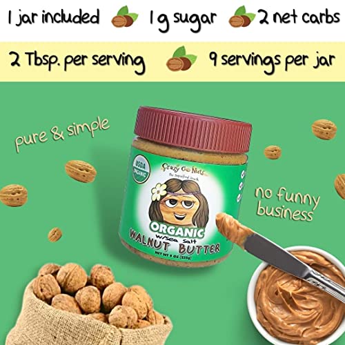 Crazy Go Nuts Organic Walnut Butter - Plain w/ Sea Salt - Health...