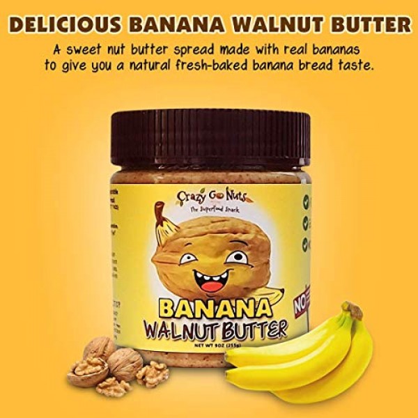 Crazy Go Nuts Walnut Butter - Banana, 9 oz 1-Pack - Healthy Sn...