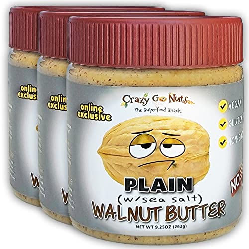 Crazy Go Nuts Walnut Butter Plain with Sea Salt - Walnut Spread,...