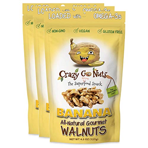 Crazy Go Nuts Walnuts - Banana, 4.5 Oz 3-Pack - Healthy Snacks