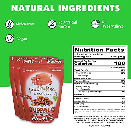 Crazy Go Nuts Walnuts - Healthy Snacks, Keto, Vegan, Low Carb, G