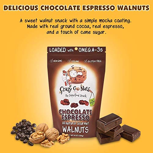 Crazy Go Nuts Walnuts - Chocolate Espresso, 8 Oz 1-Pack - Heal