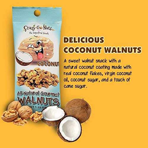 Crazy Go Nuts Walnuts - Coconut, 1.25 Oz 6-Pack - Healthy Snac
