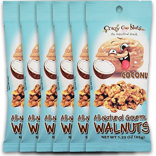 Crazy Go Nuts Walnuts - Coconut, 1.25 Oz 6-Pack - Healthy Snac