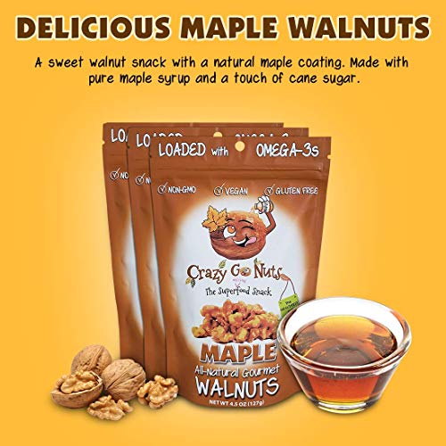 Crazy Go Nuts Walnuts - Maple, 4.5 Oz 3-Pack - Healthy Snacks,