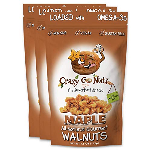 Crazy Go Nuts Walnuts - Maple, 4.5 Oz 3-Pack - Healthy Snacks,