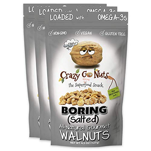 Crazy Go Nuts Walnuts - Plain With Sea Salt, 4.5 Oz 3-Pack - H