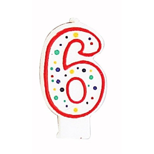 Creative Converting Candle-4565 Polka Dot 6 Numeral Candle, 3-In
