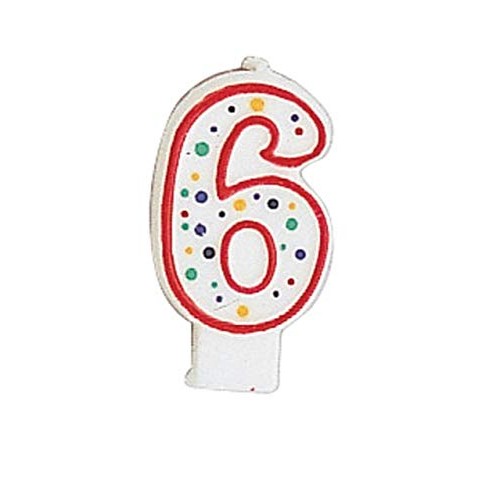 Creative Converting Candle-4565 Polka Dot 6 Numeral Candle, 3-In