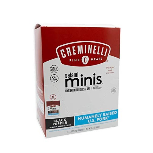 Creminelli Black Pepper Salami Mini Snacks, Humanely-Raised U.S.
