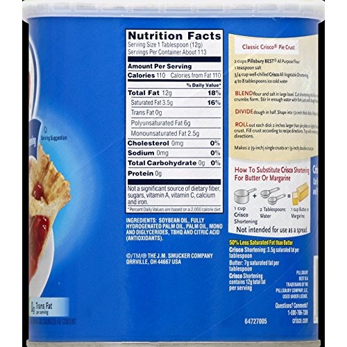 Crisco All Vegetable Shortening, 48 Ounce Pack Of 12