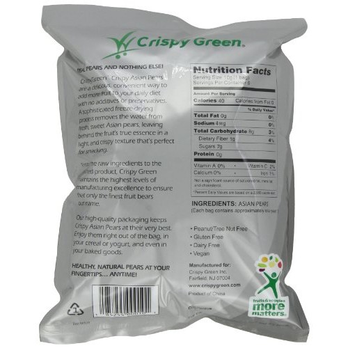 Crispy Green Fruit Snacks, Crispy Asian Pears, 2.2-Ounce Pouches