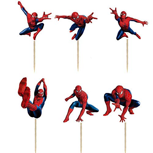 24Pcs Spiderman Cupcake Toppers For Kids Birthday Party Cake Dec