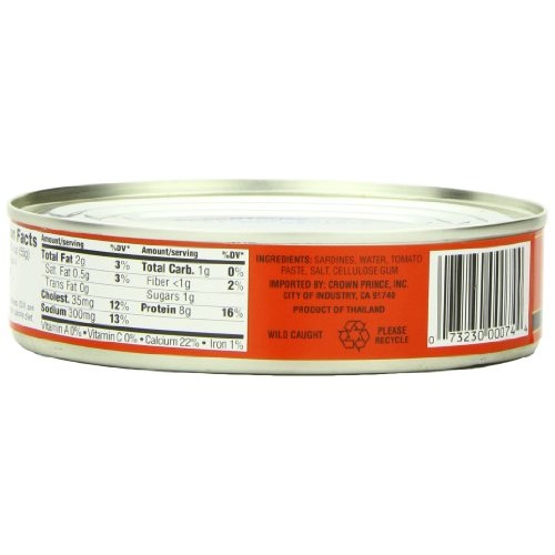 Crown Prince Sardines In Tomato Sauce, 7.5-Ounce Cans Pack Of 12