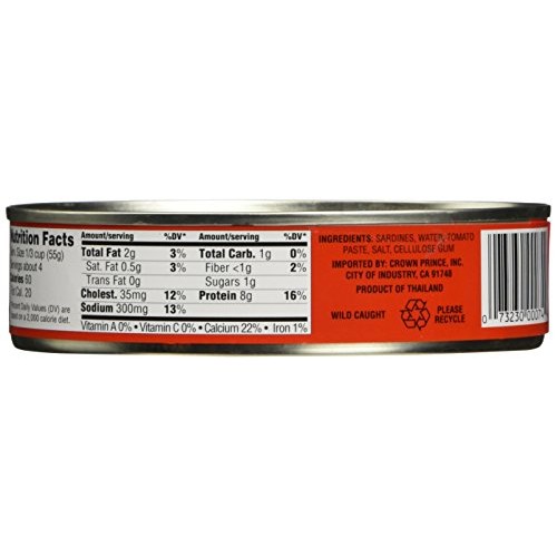 Crown Prince Sardines In Tomato Sauce, 7.5-Ounce Cans Pack Of 12
