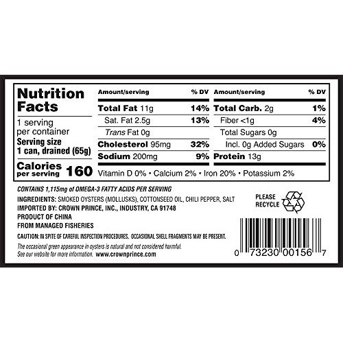 Ocean Prince Smoked Oysters With Red Chili Pepper, 3 Ounce Cans